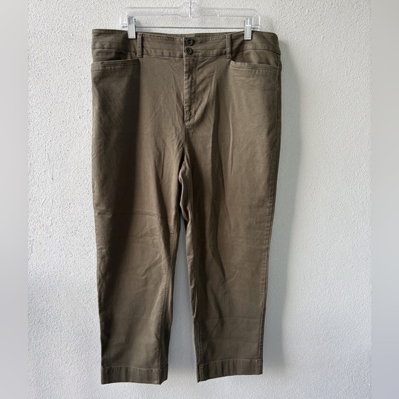Loft High Rise Straight Olive Green Pants Size 16 Cotton Blend Teacher School - Picture 4 of 12